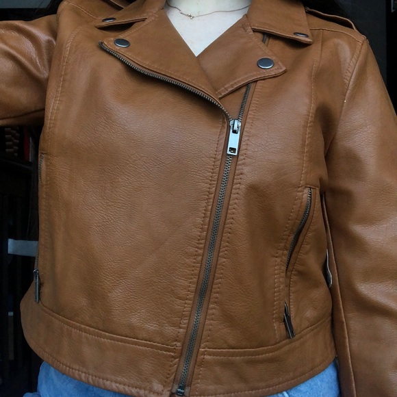 Brown Faux Leather Jacket - Picture 2 of 5